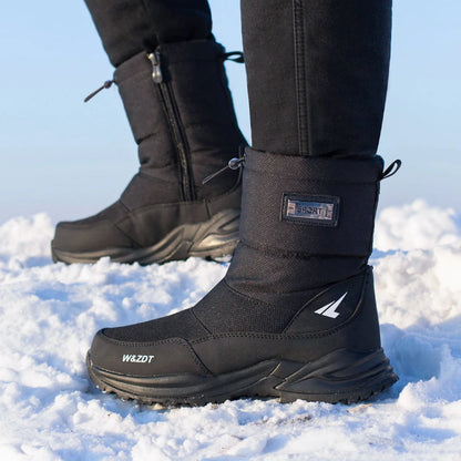 Botas de nieve altas antideslizantes para hombre, para deportes al aire libre, estilo noreste, gruesas, cálidas e informales, de algodón, con terciopelo impermeable.
