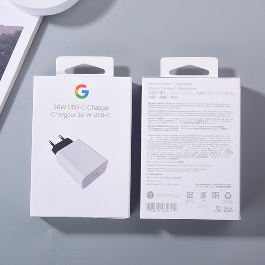Cargador original de 30 W para Google Pixel 9, 8, 7, 6 Pro XL, 8 A, 7 A, carga rápida, enchufe UE/EE. UU., compatible con dispositivos USB-C.