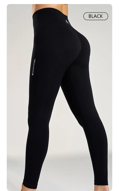 Leggings deportivas para mujer, color sólido, para gimnasio, correr, yoga, pantalones largos, cintura alta, efecto vientre plano, elásticas, pantalones de chándal, siete colores.