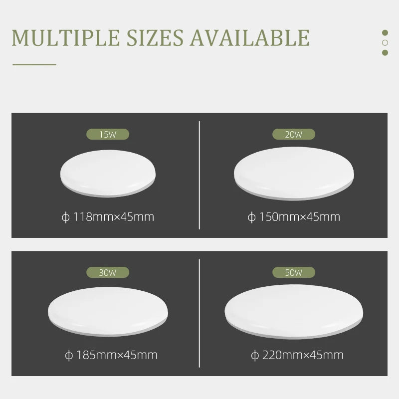 Lámpara de techo LED moderna de 15 W, 20 W, 30 W y 50 W para sala de estar, dormitorio, cocina, iluminación interior.