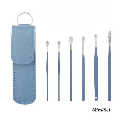 Kit de limpieza de oídos de 6 piezas, removedor de cerumen, cureta, cuchara, herramienta de extracción para bebés y adultos.