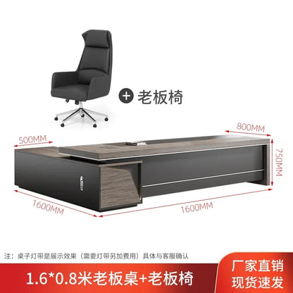 Organizador de escritorio de oficina vintage de lujo ligero en forma de L, escritorios de computadora de madera oscura de mediados de siglo, muebles de oficina Work Art Bureau Meuble