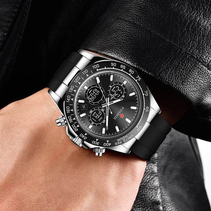 LIGE Reloj de moda para hombre, deportivo militar, con doble pantalla, calendario, relojes de cuarzo, LED luminosos, resistente al agua, cronógrafo, relojes para hombre