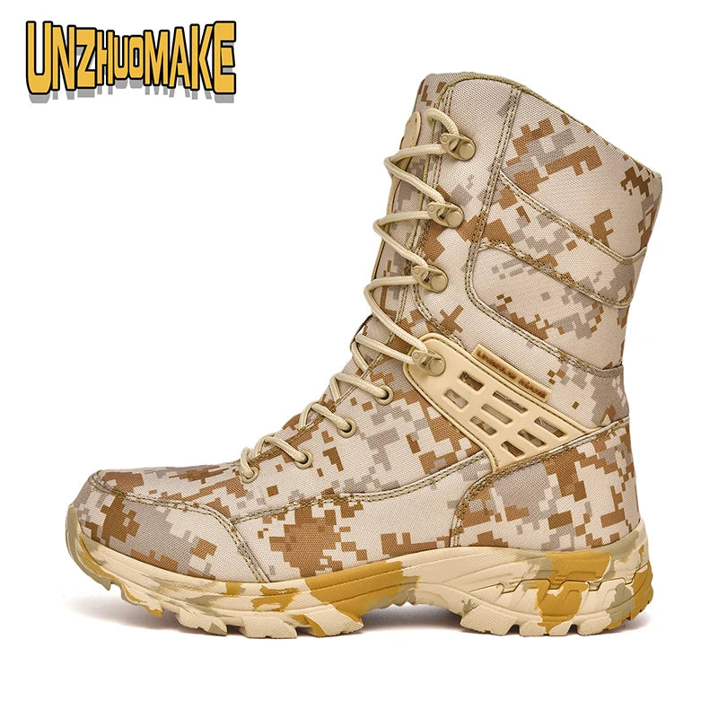 Botas tácticas de camuflaje para hombre, impermeables, para trabajo, seguridad, montañismo, botines, botas para exteriores.