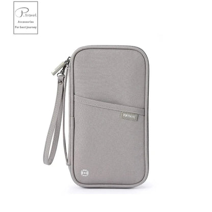 Cartera organizadora para pasaporte de viaje con tarjetero, estuche para documentos, bandolera familiar, bolsa para guardar billetes y efectivo para viajes al extranjero.