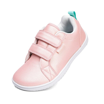 Zapatos descalzos para niños y niñas, zapatillas minimalistas de moda con punta ancha, ligeras, con velcro, de cuero artificial