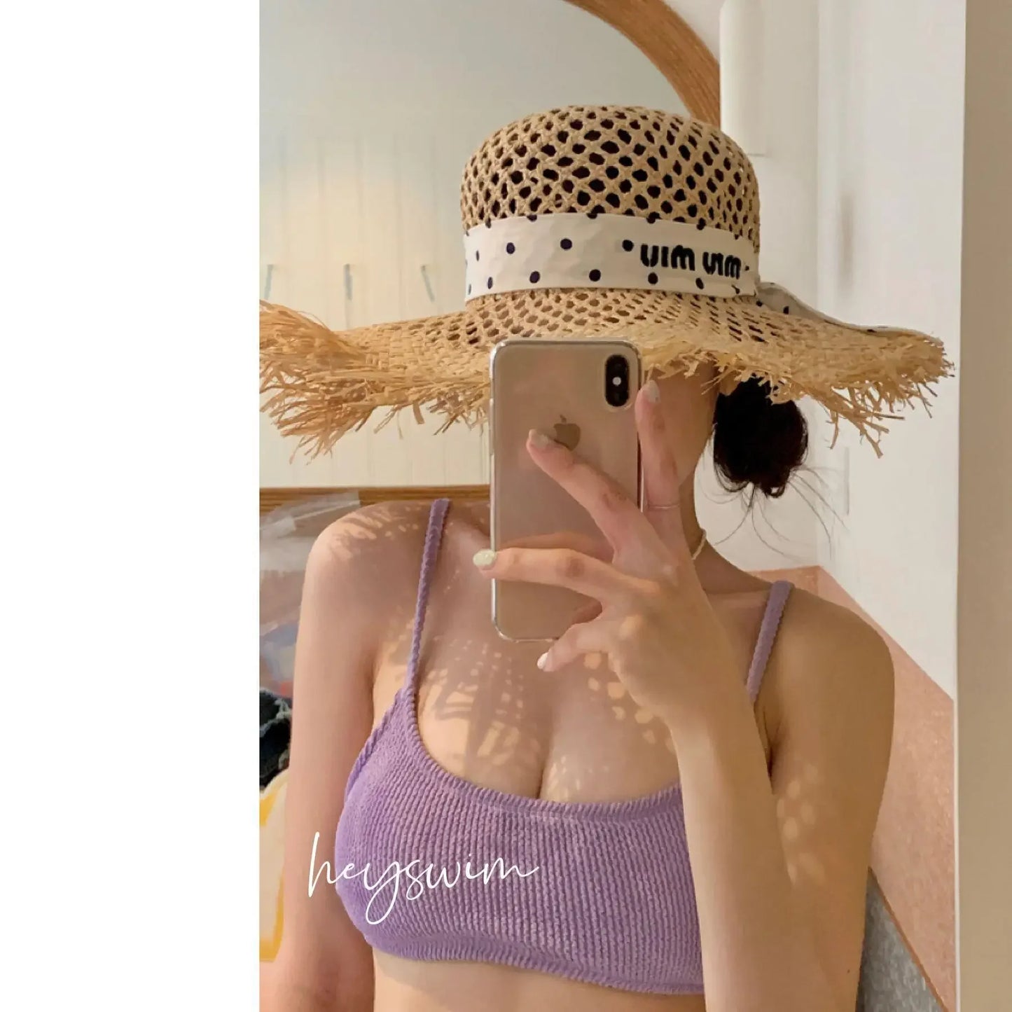 Conjunto de bikini multicolor estilo coreano japonés para mujer, traje de baño de vacaciones para niña, diseño de colores separados, ropa de playa de moda