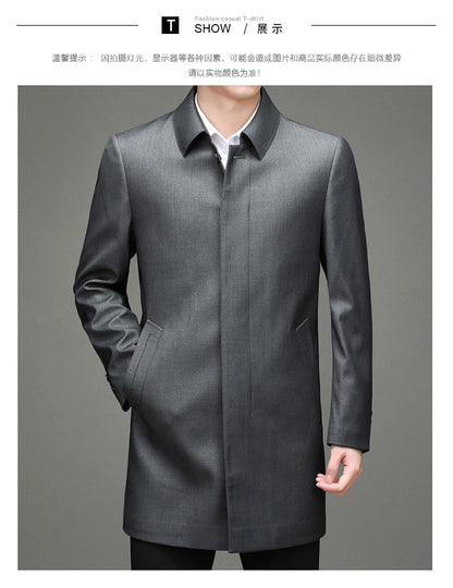 Gabardina coreana Maxbarley para hombre, otoño 2025, estilo casual de negocios, cortavientos, abrigo largo de estilo urbano.