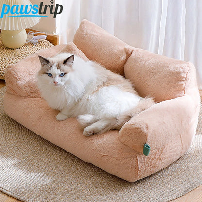 Cama de lujo para gatos, sofá cálido de invierno, nido para mascotas, para perros pequeños y medianos, cómoda cama de felpa para cachorros, suministros para mascotas