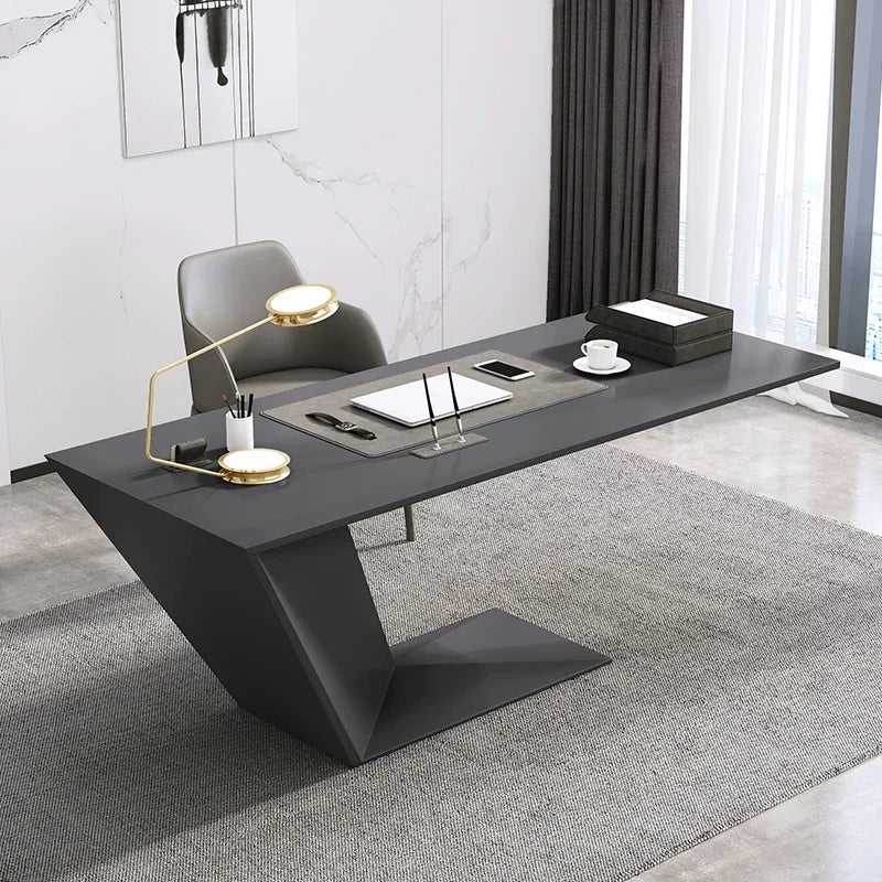 Escritorio de oficina creativo de recepción, computadora de trabajo, mesa nórdica, escritorio ejecutivo minimalista, estación de trabajo, muebles de moda Tavolino