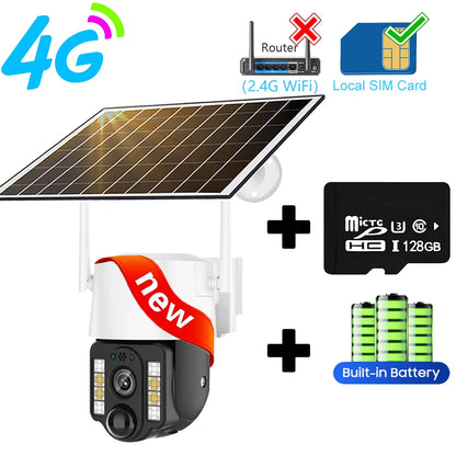 Protección de seguridad Camara Vigilancia Wifi Cámaras solares de Segurid 4g Exterior 5MP Vigilancia inteligente del hogar IP CCTV