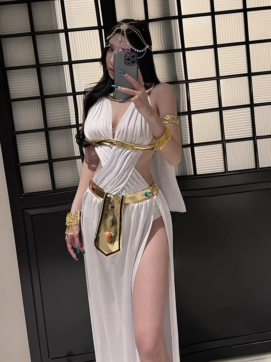 Role Playing Sexy Western Region Dancer Peacock Princess Greek Goddess Costume Hot Egyptian Indian Dancer Exotic Costume Stage