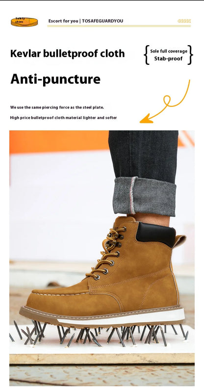 Botas de trabajo para hombre, con puntera de acero, puntera blanda, impermeables, antideslizantes, antiperforación, resistentes al deslizamiento, botas de seguridad para el trabajo.