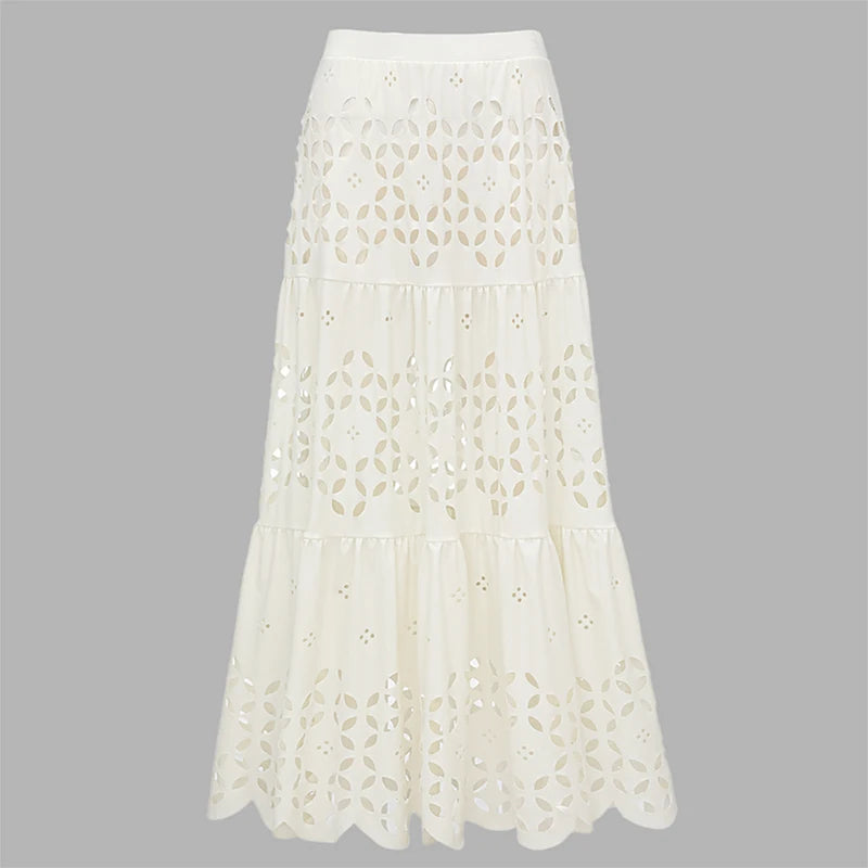 Flaxmaker - Traje de baño de bikini sexy sin tirantes y ahuecado para mujer, chaleco liso sin mangas, falda recta, conjunto informal elegante de verano para mujer