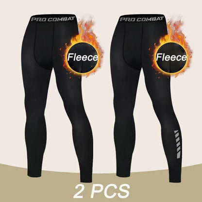 Mallas de compresión térmicas para hombre, 1-2 unidades, pantalones deportivos de entrenamiento, ajuste seco, mallas para correr, fitness, baloncesto, jogging, pantalones de forro polar.