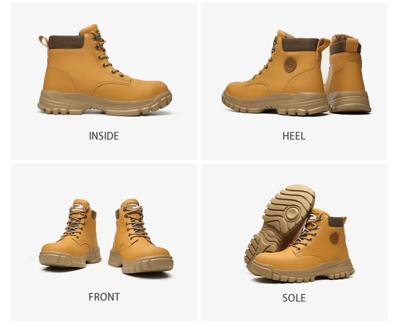 Zapatos con puntera de acero para hombre y mujer, zapatillas ligeras con puntera de acero antiaplastamiento, botas de trabajo indestructibles, calzado de seguridad para la construcción.