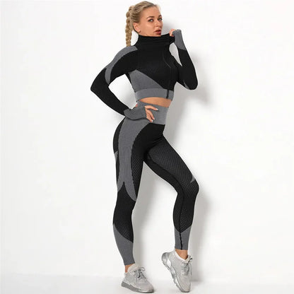 Conjunto de 3 piezas de yoga sin costuras, chaleco deportivo de fitness, pantalones de cintura alta que levantan la cadera, ropa de entrenamiento, conjunto de leggings de gimnasio para mujer