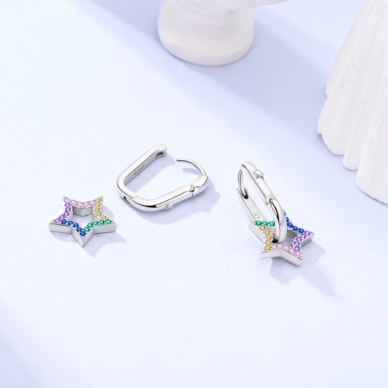Pendientes brillantes de plata de ley S925 para mujer, con circonitas de colores, diseño de insecto, ideal como regalo de aniversario de boda.