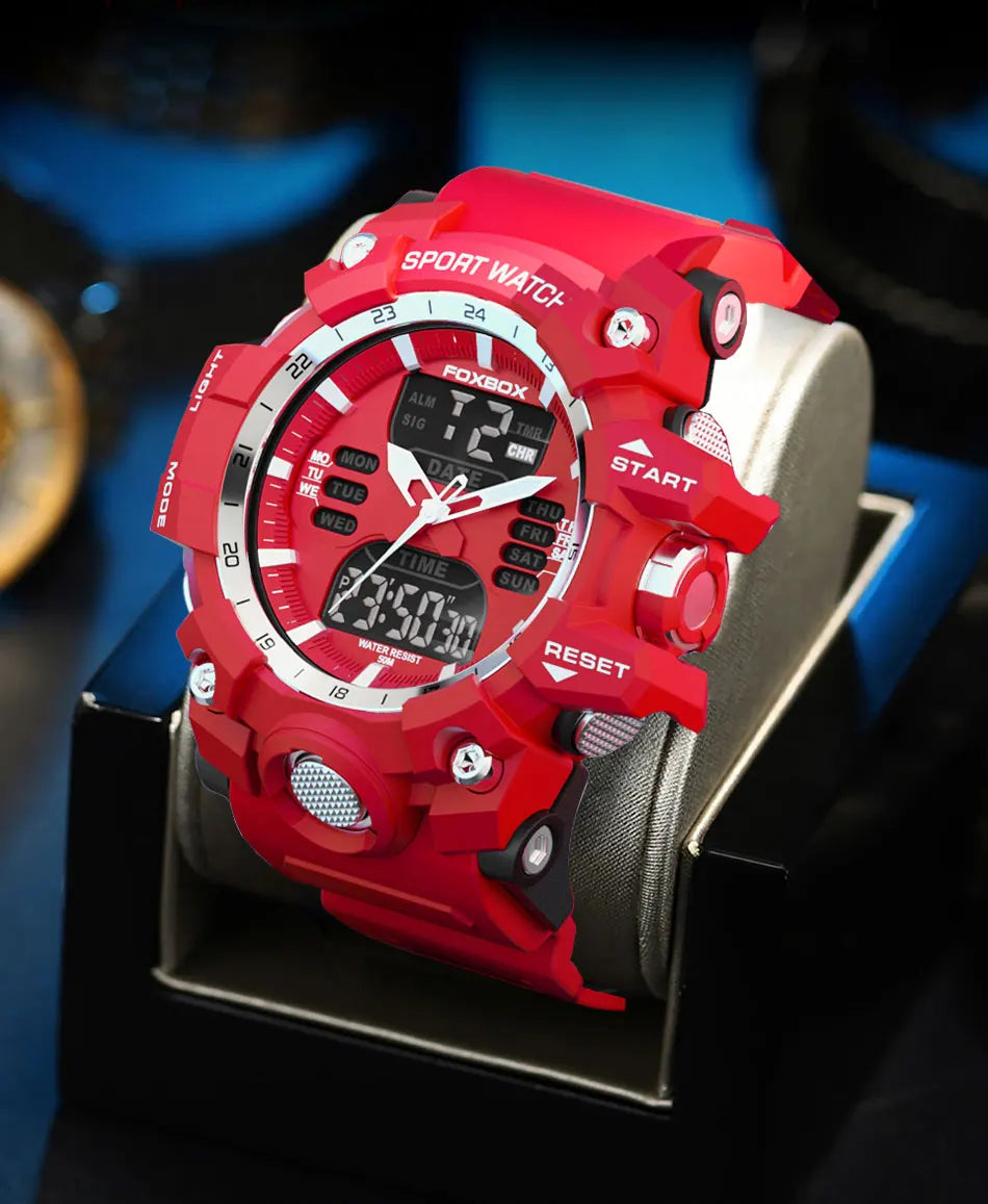 Reloj de hombre LIGE de lujo original, reloj deportivo militar de moda, reloj de cuarzo con pantalla LED dual, calendario, cronógrafo.