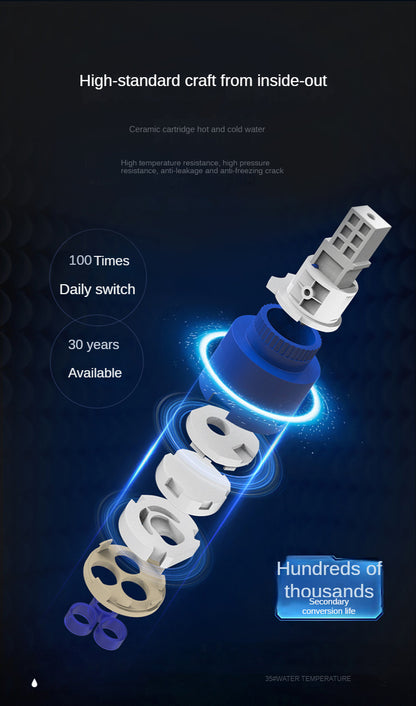 Grifo mezclador digital de temperatura KKTNSG LED para lavabo, con instalación sobre encimera y grifo para agua fría y caliente.