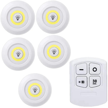 Luz LED regulable para debajo del gabinete con control remoto, funciona con pilas, luces LED para armarios, iluminación de baño, luz nocturna