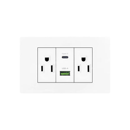 Enchufe de pared USB inteligente tipo C de 20 W con carga rápida para Italia, Chile y México; panel de interruptor de luz eléctrico de Brasil con toma USB-C universal.
