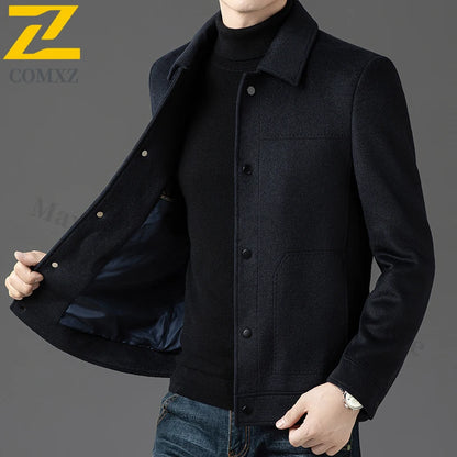 2025 Winter Wool Jacket Male New High Fashion Business Casual Thickening Coat Classic Business Style Windproof Warm TrenchCoat