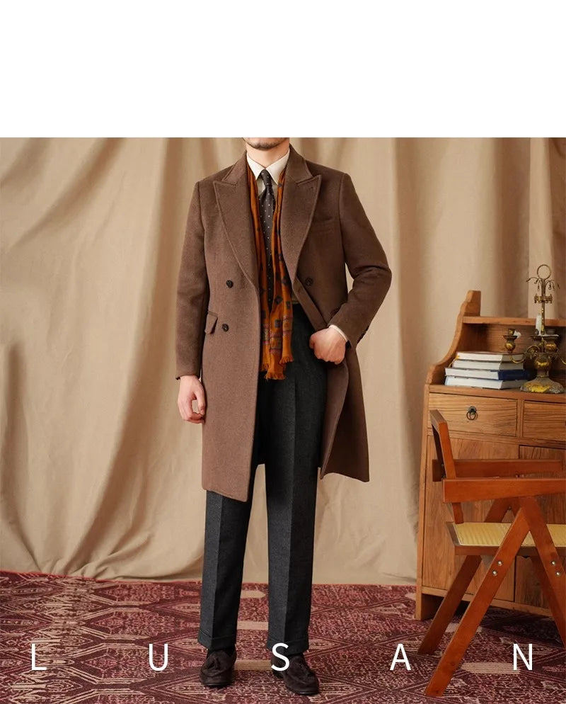 Abrigo Chester de lana 50% para hombre - 800 g. Chaqueta de campo retro cruzada de otoño/invierno.