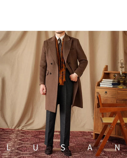 Abrigo Chester de lana 50% para hombre - 800 g. Chaqueta de campo retro cruzada de otoño/invierno.