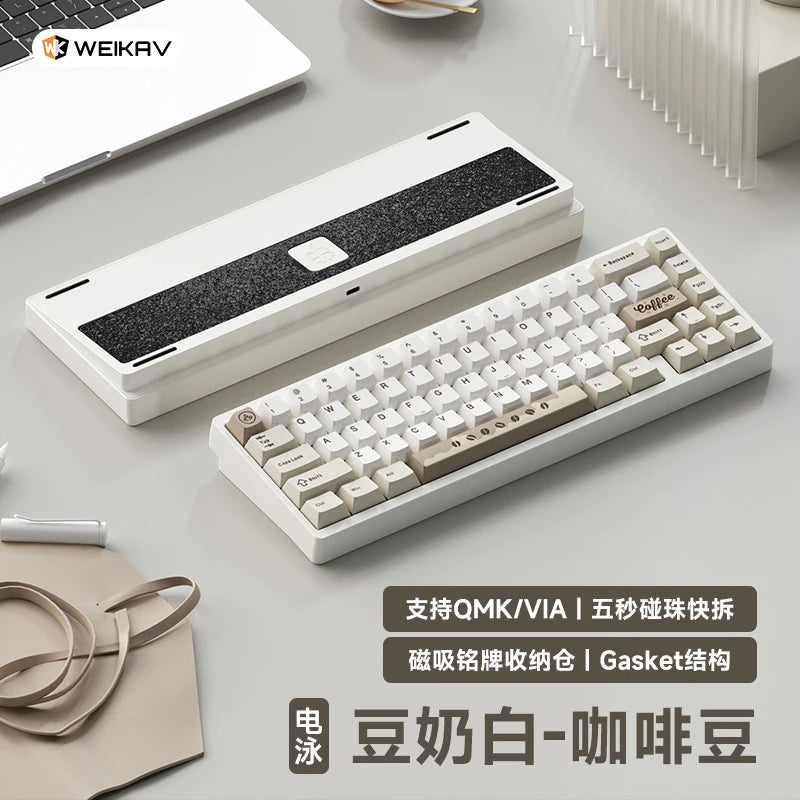 Teclado mecánico para juegos Weikav Lucky65 V2 RGB con junta intercambiable en caliente, estructura de 3 modos, aleación de aluminio, accesorio para PC
