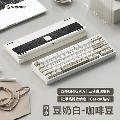 Teclado mecánico para juegos Weikav Lucky65 V2 RGB con junta intercambiable en caliente, estructura de 3 modos, aleación de aluminio, accesorio para PC