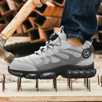 Zapatos de seguridad con puntera de acero LARNMERN para hombre y mujer, anchos, ligeros, cómodos, tipo tenis, de trabajo, coloridos.