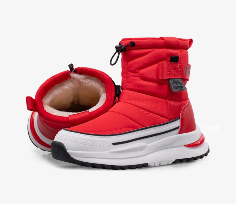Botas de nieve de invierno para mujer, de terciopelo grueso, de viaje, cálidas, antideslizantes, de algodón, de tubo medio, informales y cómodas.