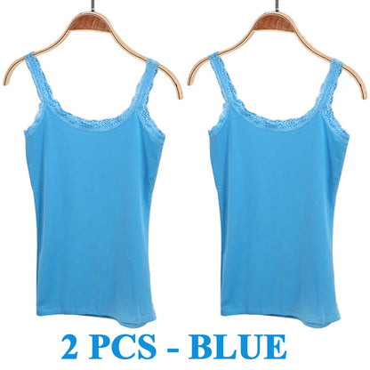 Camisola sexy de algodón suave para mujer, sin mangas, de encaje, ajustada, informal, corta, con encanto, ideal como regalo