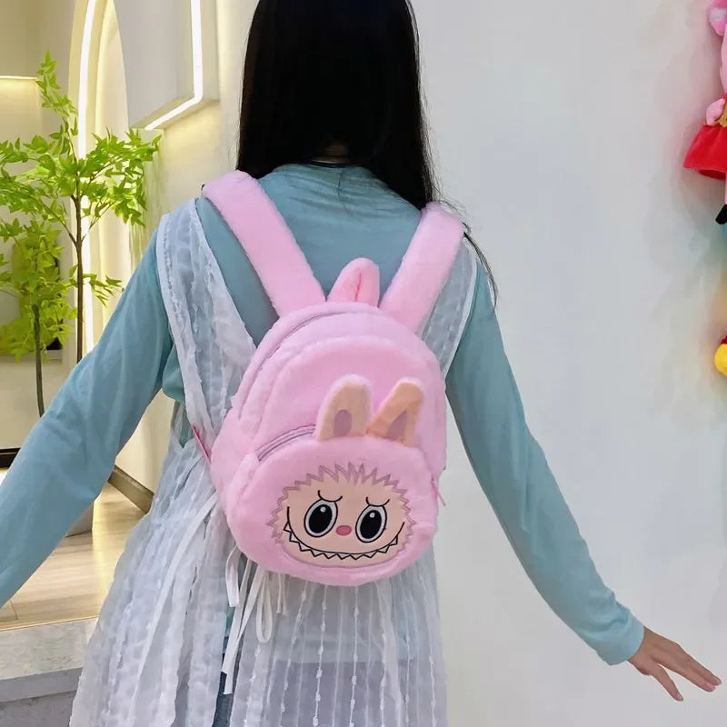 Mochila de peluche con diseño de chica estudiante, bolso de hombro doble con burbujas y juguetes, mochila transfronteriza para adolescentes.