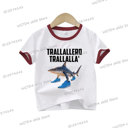 Ropa para niños: Camiseta estampada italiana Brainrot Tralalero Tralala para niños, moda para amantes de los tiburones, meme divertido, ropa para niños