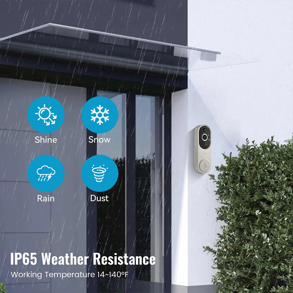Timbre de puerta inalámbrico con cámara y video de 1080P, timbre inteligente con WiFi, seguridad para el hogar, detección de movimiento, visión nocturna, intercomunicador