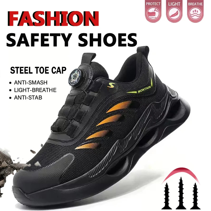 Zapatos de seguridad para hombre, zapatos de trabajo para hombre, zapatos transpirables, antideslizantes, con puntera de acero y antiperforación, zapatos de moda para hombre, zapatos deportivos para hombre.