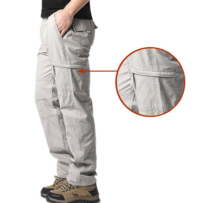 Pantalones cargo de algodón de alta calidad para hombre, pantalones tácticos informales con múltiples bolsillos para primavera y otoño, para acampar al aire libre, senderismo y trabajo.