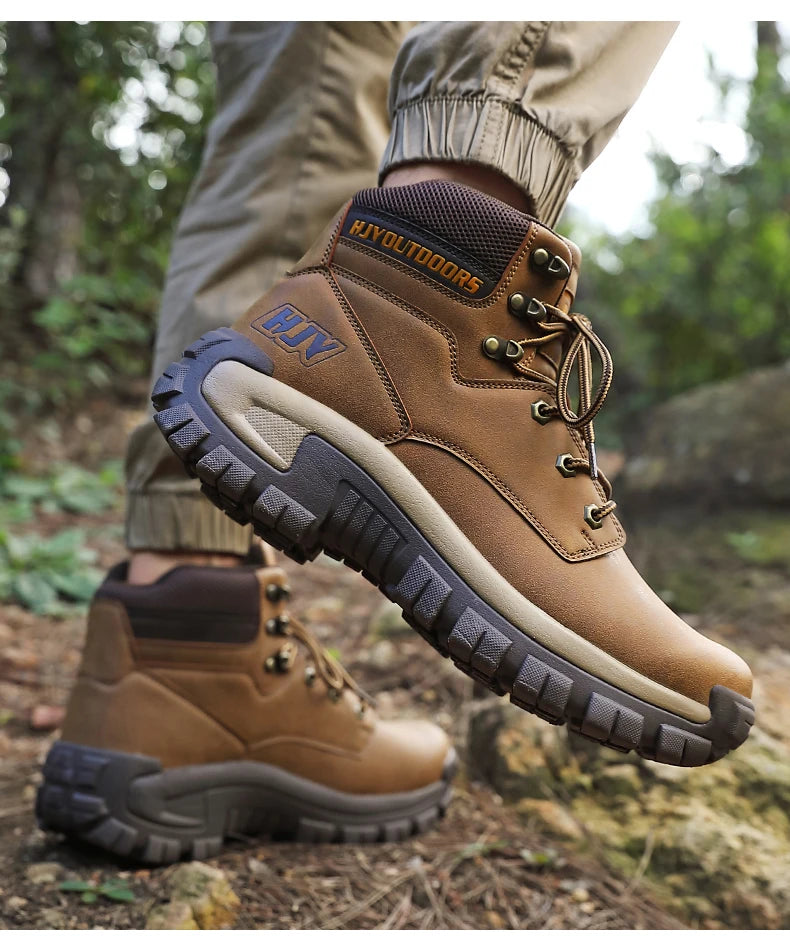 Botas altas de cuero para hombre, transpirables, para combate en el desierto, para exteriores, antideslizantes, para senderismo, motociclistas, botines de trabajo