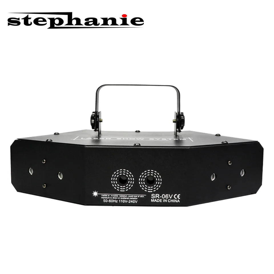 Proyector de luz LED RGB de 6 ojos para escenario, con haz estroboscópico, láser, escáner de líneas, DJ, discoteca, sonido DMX, música, fiesta, efecto de iluminación para bar, karaoke.