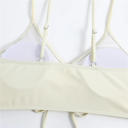 Bikini con cordón y estampado tropical para mujer, traje de baño de cintura alta con lazo frontal, pantalones cortos, traje de baño sexy para mujer, ropa de playa de verano