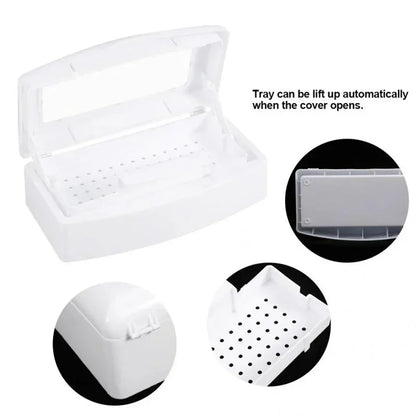 Bandeja esterilizadora de uñas, caja de desinfección, esterilización, limpieza de uñas, salón de manicura, implementos, desinfección, herramientas, equipo, limpiador de herramientas