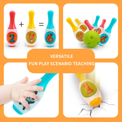 Juego de bolos, juguetes educativos para niños pequeños, aprendizaje de números de animales, juegos deportivos para interiores y exteriores, juguetes para niños, regalo para bebés