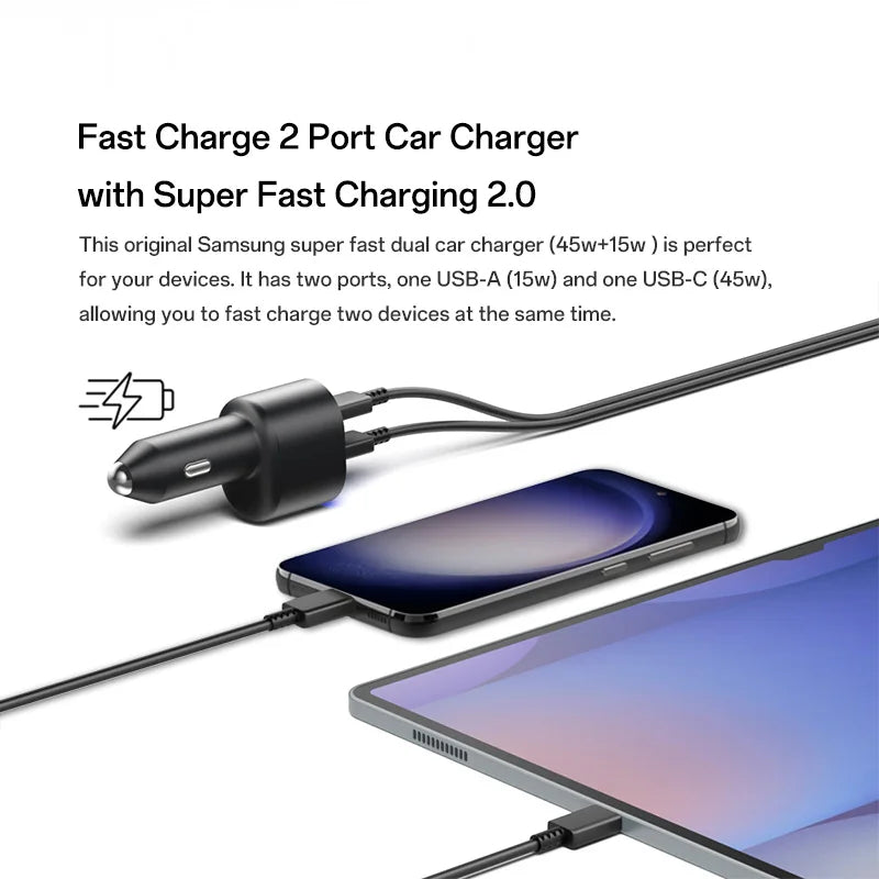 Cargador de coche original Samsung de 45 W, tipo C PD, carga rápida, Samsung S25, S24, S23 Ultra Plus, S22, S21 FE, A54, A55, Z Flip, Z Fold 7, 6, 5, 4