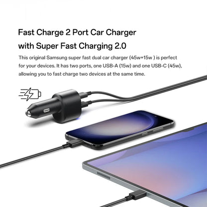 Cargador de coche original Samsung de 45 W, tipo C PD, carga rápida, Samsung S25, S24, S23 Ultra Plus, S22, S21 FE, A54, A55, Z Flip, Z Fold 7, 6, 5, 4