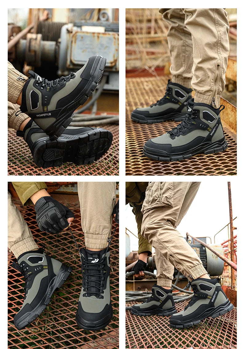 Zapatos de seguridad de alta calidad para hombre, zapatos de trabajo con puntera de acero, botas de seguridad para hombre y mujer, botas de trabajo anti-aplastamiento, botas de trabajo indestructibles.