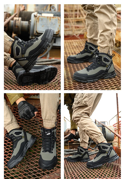 Zapatos de seguridad de alta calidad para hombre, zapatos de trabajo con puntera de acero, botas de seguridad para hombre y mujer, botas de trabajo anti-aplastamiento, botas de trabajo indestructibles.