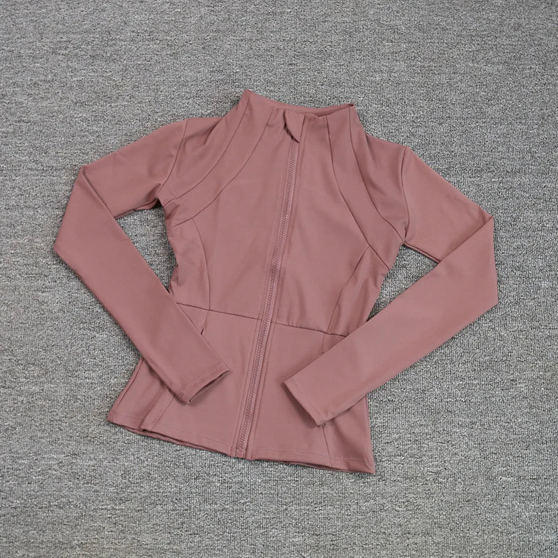 Chaqueta deportiva para mujer, camiseta de yoga, ajustada, de manga larga, para correr, pilates y fitness