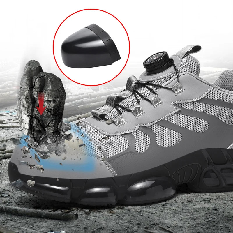 Zapatos de seguridad con puntera de acero LARNMERN para hombre y mujer, anchos, ligeros, cómodos, tipo tenis, de trabajo, coloridos.